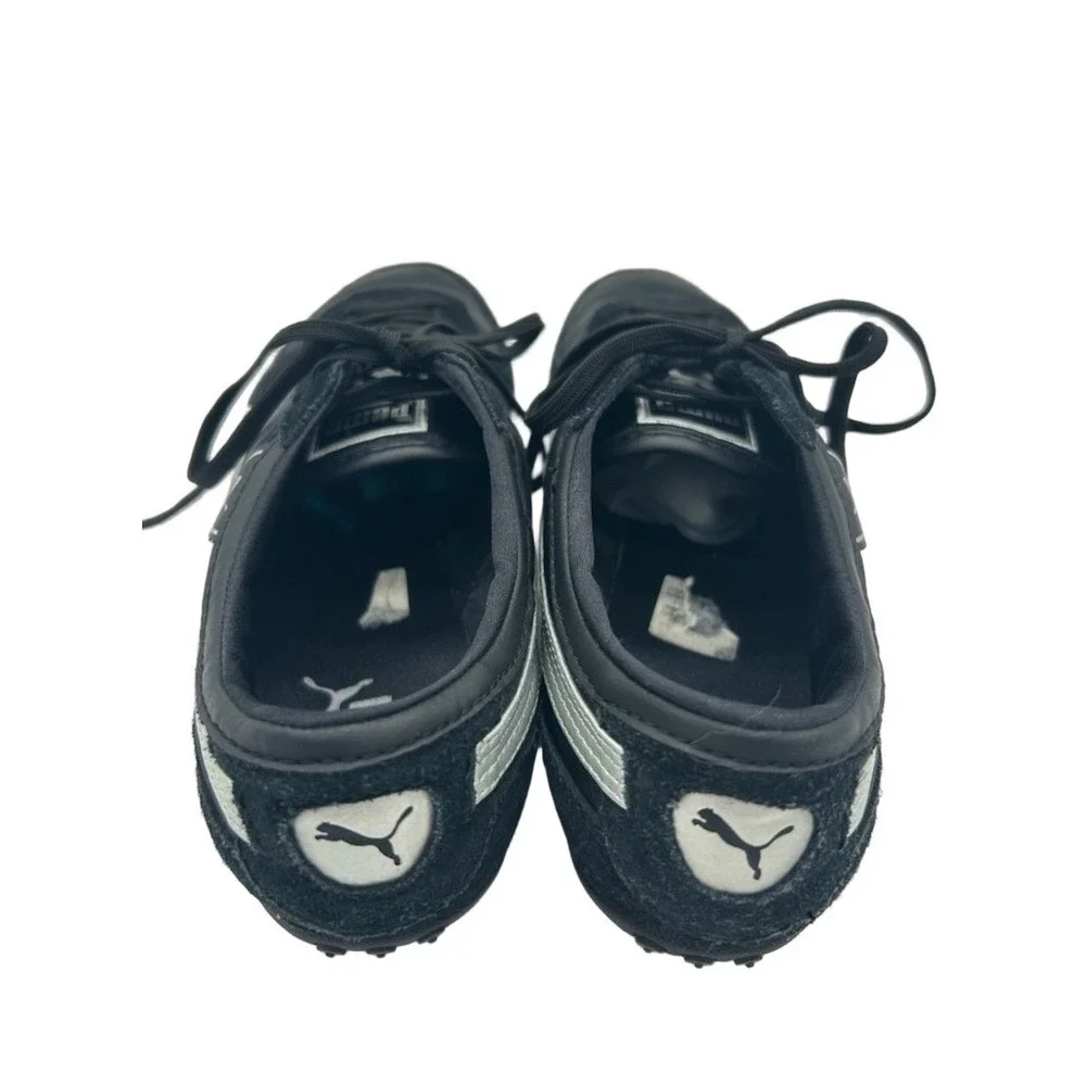 Puma Sneakers Women's Size 8 Black Silver Suede Nylon Low Top Tennis Shoes